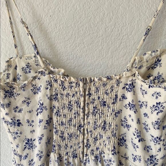 Reformation Corset Bodice Maxi Floral White and Blue 100% Linen Size 8 - Picture 8 of 8